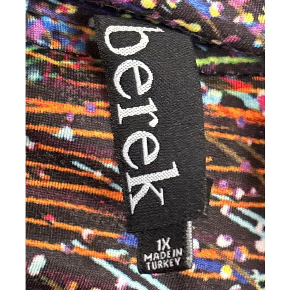 Berek Abstract Zip Up Jacket Womens 1X Multi Color Artistic Statement